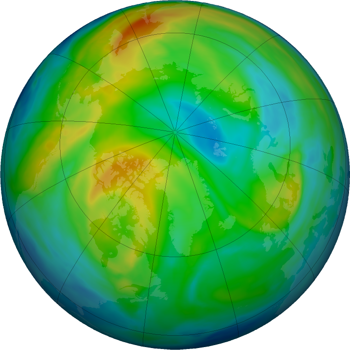 Arctic ozone map for 08 December 2022